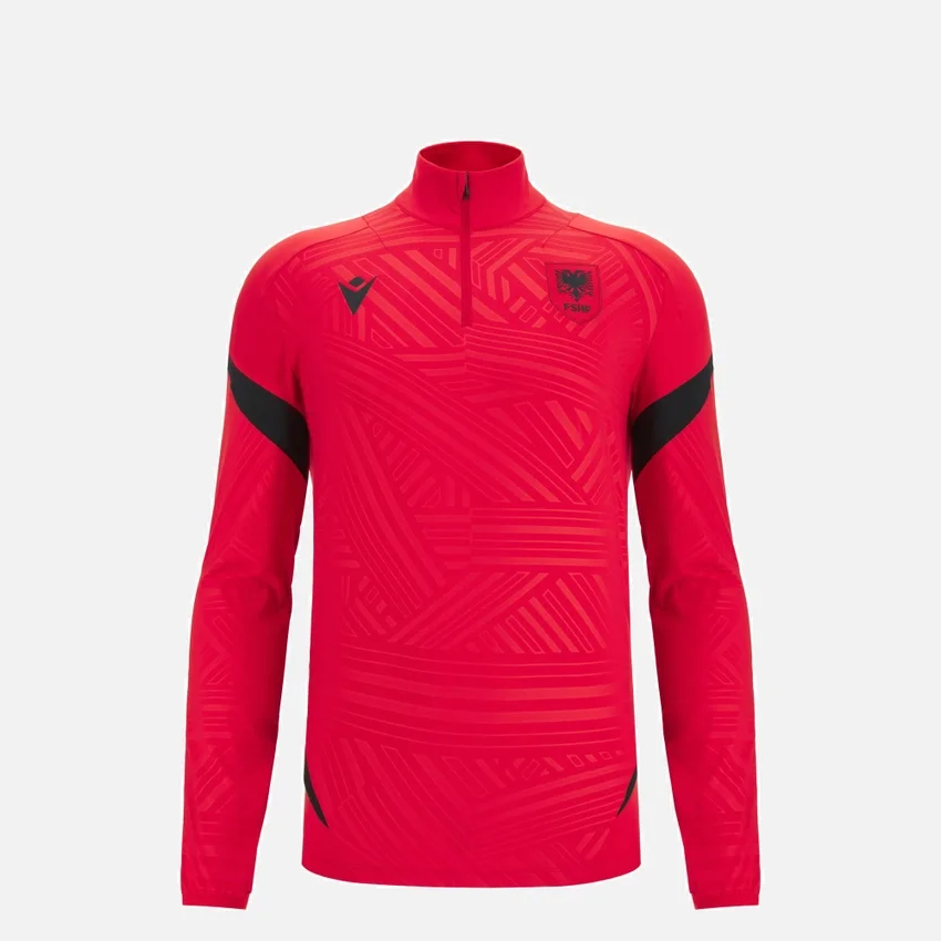 Camisa com 1/4 de fecho da Seleção Nacional da Albânia FSHF 2026/27 Júnior Tops Camisa com 1/4 de fecho da Seleção Nacional da Albânia FSHF 2026/27 Júnior Tops