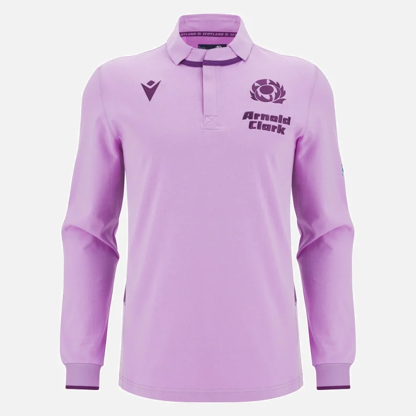 Camisa de manguitos de algodão para jogos fora de casa da seleção escocesa de râguebi 2025/26 Camisa de manguitos de algodão para jogos fora de casa da seleção escocesa de râguebi 2025/26
