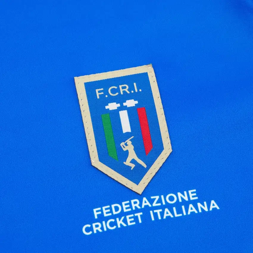 Camisas de jogo com manguitos da Federação Italiana de Críquete para o Campeonato do Mundo de 2026 Camisas de jogo com manguitos da Federação Italiana de Críquete para o Campeonato do Mundo de 2026