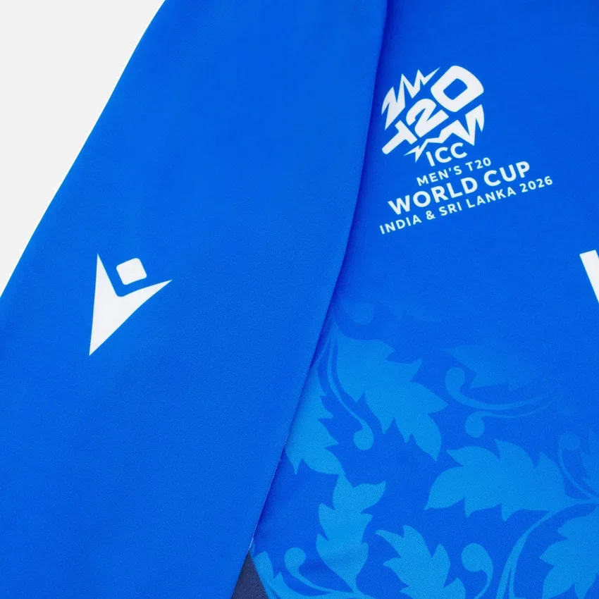 Camisas de jogo com manguitos da Federação Italiana de Críquete para o Campeonato do Mundo de 2026 Camisas de jogo com manguitos da Federação Italiana de Críquete para o Campeonato do Mundo de 2026