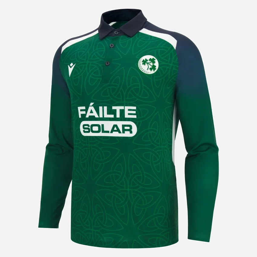 Camisas de jogo de manguitos compridos da Seleção de Críquete da Irlanda 2026/28 ODI Camisas de jogo de manguitos compridos da Seleção de Críquete da Irlanda 2026/28 ODI