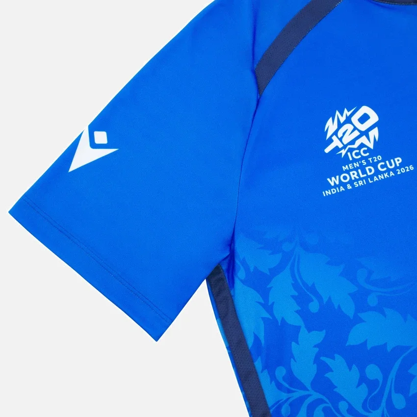 Camisas de jogo masculinas da Federação Italiana de Críquete para o Campeonato do Mundo de 2026 Camisas de jogo masculinas da Federação Italiana de Críquete para o Campeonato do Mundo de 2026