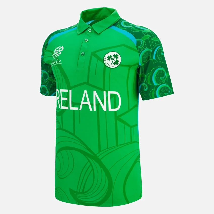 Camisas de jogo T-20 da Seleção de Críquete da Irlanda para o Campeonato do Mundo de 2026 Camisas de jogo T-20 da Seleção de Críquete da Irlanda para o Campeonato do Mundo de 2026
