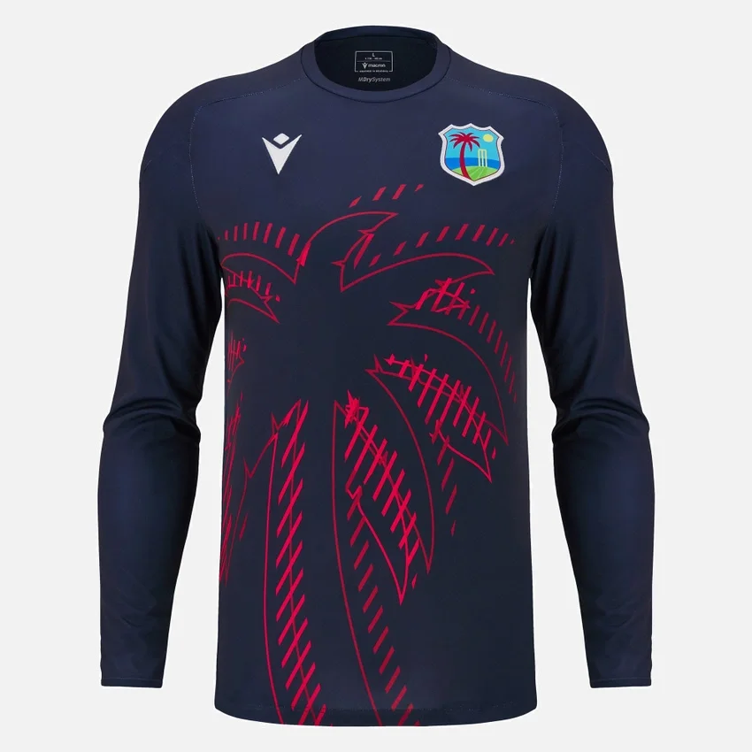 Camisas de treino de manguitos compridos para adultos West Indies Cricket 2025/26 Camisas de treino de manguitos compridos para adultos West Indies Cricket 2025/26