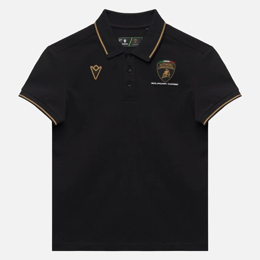 Camisas infantis pretas da Automobili Lamborghini Squadra Corse Camisas infantis pretas da Automobili Lamborghini Squadra Corse