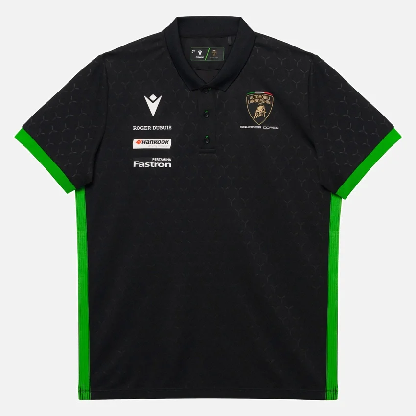 Camisas infantis pretas da Automobili Lamborghini Squadra Corse Camisas infantis pretas da Automobili Lamborghini Squadra Corse