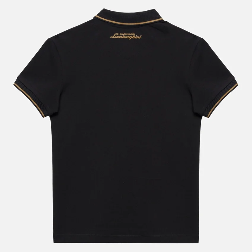 Camisas infantis pretas da Automobili Lamborghini Squadra Corse Camisas infantis pretas da Automobili Lamborghini Squadra Corse