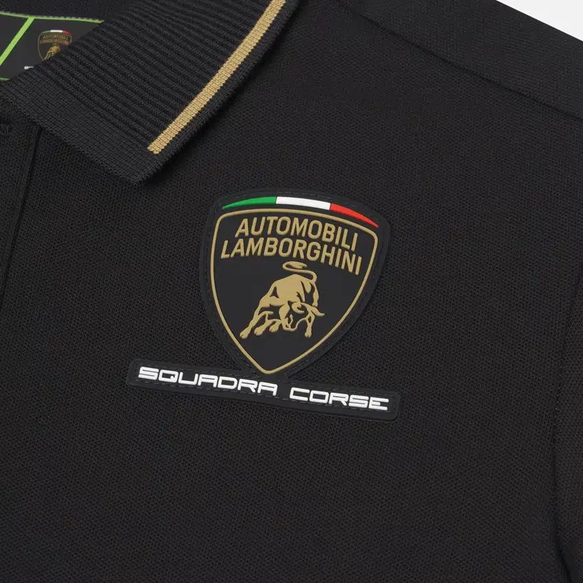 Camisas infantis pretas da Automobili Lamborghini Squadra Corse Camisas infantis pretas da Automobili Lamborghini Squadra Corse