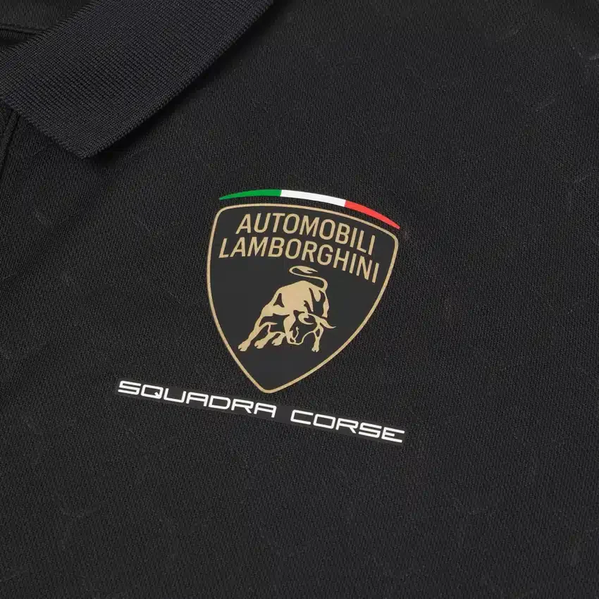 Camisas infantis pretas da Automobili Lamborghini Squadra Corse Camisas infantis pretas da Automobili Lamborghini Squadra Corse