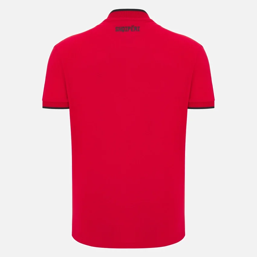 Camisas Polo Vermelhas de Viagem para Adultos da Seleção Nacional da Albânia FSHF 2026/27 Camisas Polo Vermelhas de Viagem para Adultos da Seleção Nacional da Albânia FSHF 2026/27