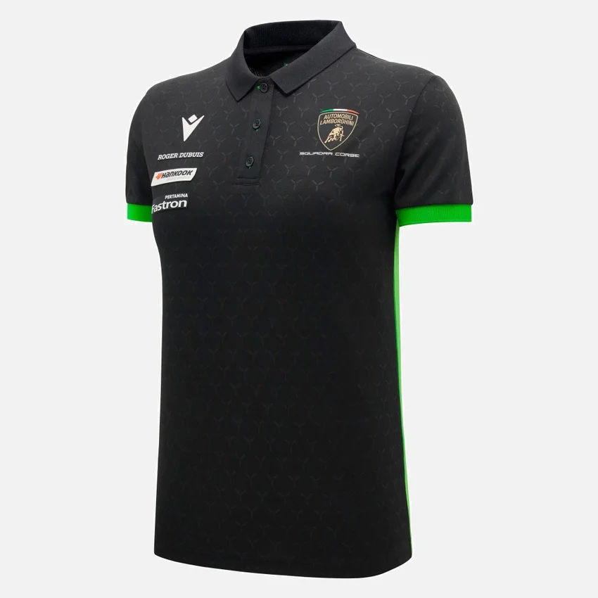 Camisas Preto Feminino Automobili Lamborghini Squadra Corse Camisas Preto Feminino Automobili Lamborghini Squadra Corse