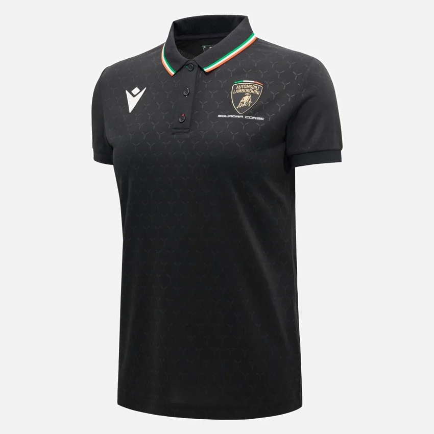 Camisas Preto Feminino Automobili Lamborghini Squadra Corse Camisas Preto Feminino Automobili Lamborghini Squadra Corse