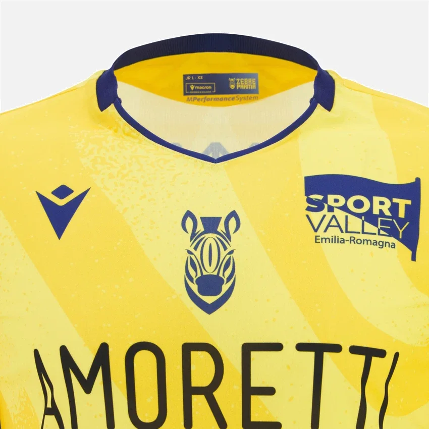 Camisas réplica do Zebre Parma 2025/26 para juniores (fora de casa) Camisas réplica do Zebre Parma 2025/26 para juniores (fora de casa)