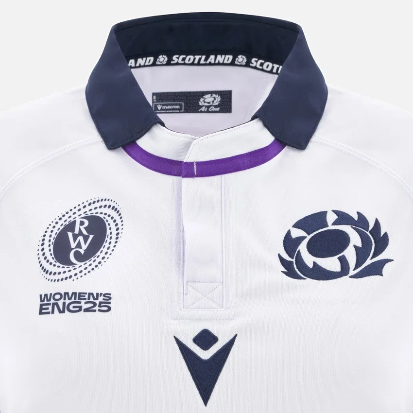 Camisas réplica femininas da seleção escocesa de râguebi para jogos fora de casa no WRWC 2025/26 Camisas réplica femininas da seleção escocesa de râguebi para jogos fora de casa no WRWC 2025/26