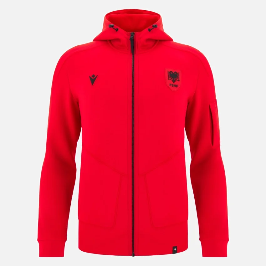 Camisola com capuz e fecho completo da Seleção Nacional da Albânia FSHF 2026/27 Camisola com capuz e fecho completo da Seleção Nacional da Albânia FSHF 2026/27