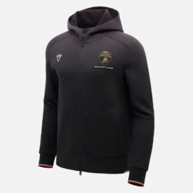 Camisola com capuz e fecho completo tricolor preta para homem da Automobili Lamborghini Squadra Corse