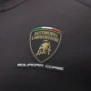 Camisola com capuz e fecho completo tricolor preta para homem da Automobili Lamborghini Squadra Corse Camisola com capuz e fecho completo tricolor preta para homem da Automobili Lamborghini Squadra Corse