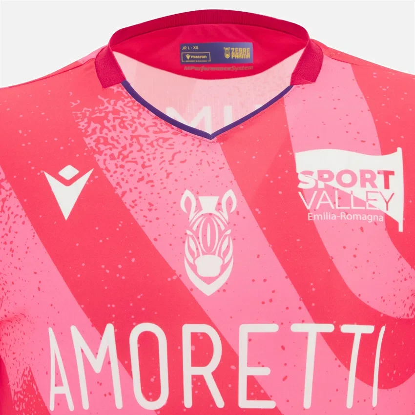 Camisola réplica de jogo júnior Zebre Parma 2025/26 Camisola réplica de jogo júnior Zebre Parma 2025/26