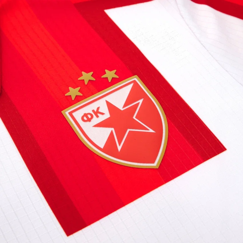 Camisolas de jogo em casa júnior do Red Star Belgrado 2025/26 Camisolas de jogo em casa júnior do Red Star Belgrado 2025/26