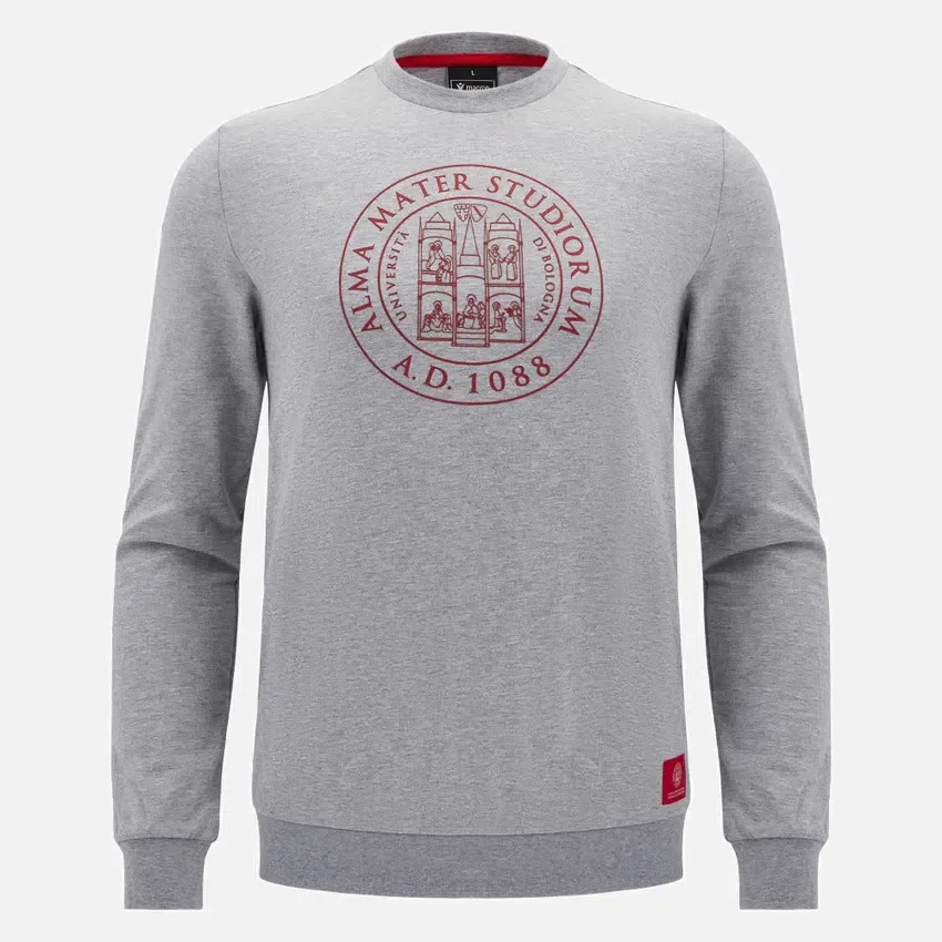 Coleção Unibo Camisola de gola redonda cinzenta mesclada não escovada para adultos Coleção Unibo Camisola de gola redonda cinzenta mesclada não escovada para adultos