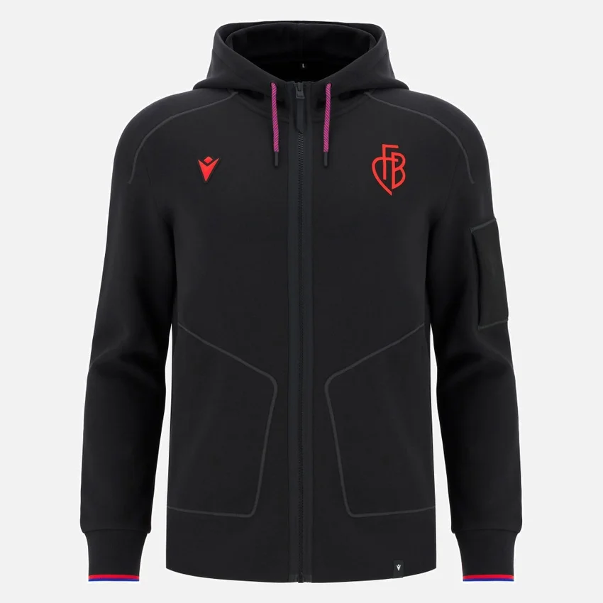 FC Basel 2025/26 Athleisure Camisola com capuz em algodão com fecho completo para adultos FC Basel 2025/26 Athleisure Camisola com capuz em algodão com fecho completo para adultos