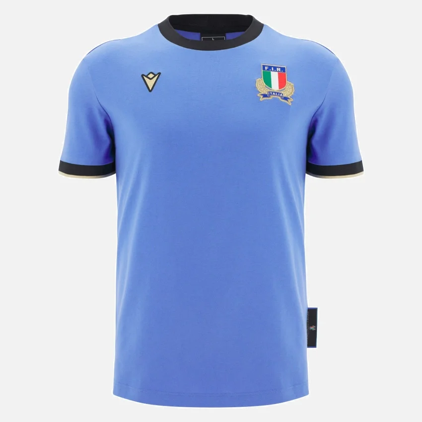 Linha de fãs de T-shirts de algodão canelado Italia Rugby 2025/26 Linha de fãs de T-shirts de algodão canelado Italia Rugby 2025/26