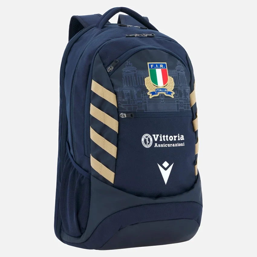 Mochila Italia Rugby 2025/26 azul-marinho e dourada Mochila Italia Rugby 2025/26 azul-marinho e dourada