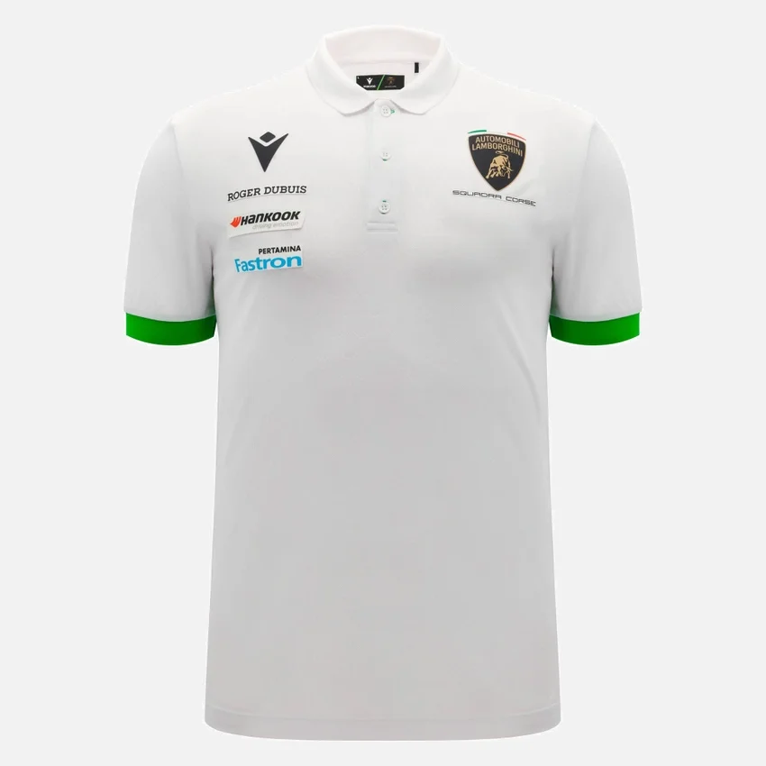 Polos Brancos Masculinos Automobili Lamborghini Squadra Corse Polos Brancos Masculinos Automobili Lamborghini Squadra Corse