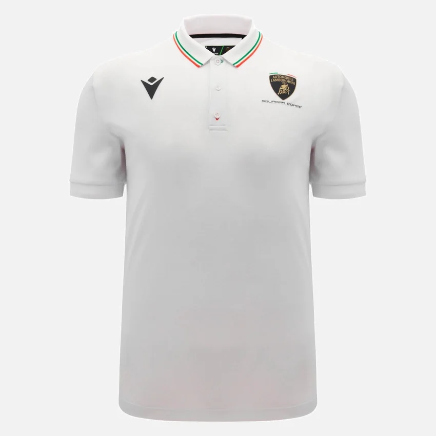 Polos Brancos Masculinos Automobili Lamborghini Squadra Corse Polos Brancos Masculinos Automobili Lamborghini Squadra Corse