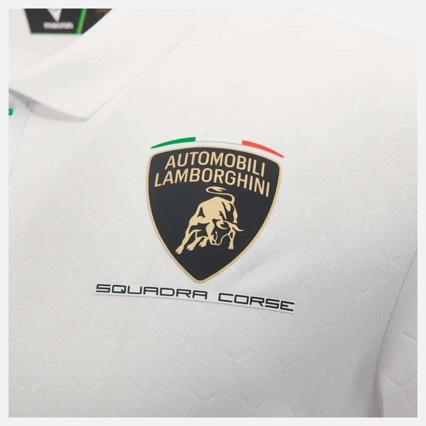 Polos Brancos Masculinos Automobili Lamborghini Squadra Corse Polos Brancos Masculinos Automobili Lamborghini Squadra Corse