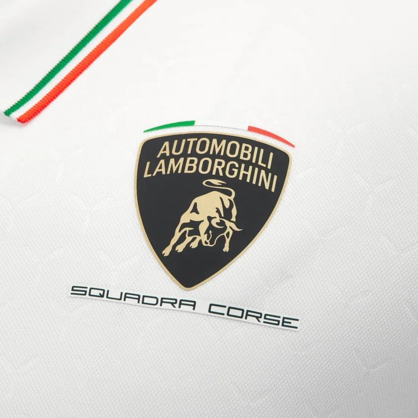 Polos Brancos Masculinos Automobili Lamborghini Squadra Corse Polos Brancos Masculinos Automobili Lamborghini Squadra Corse