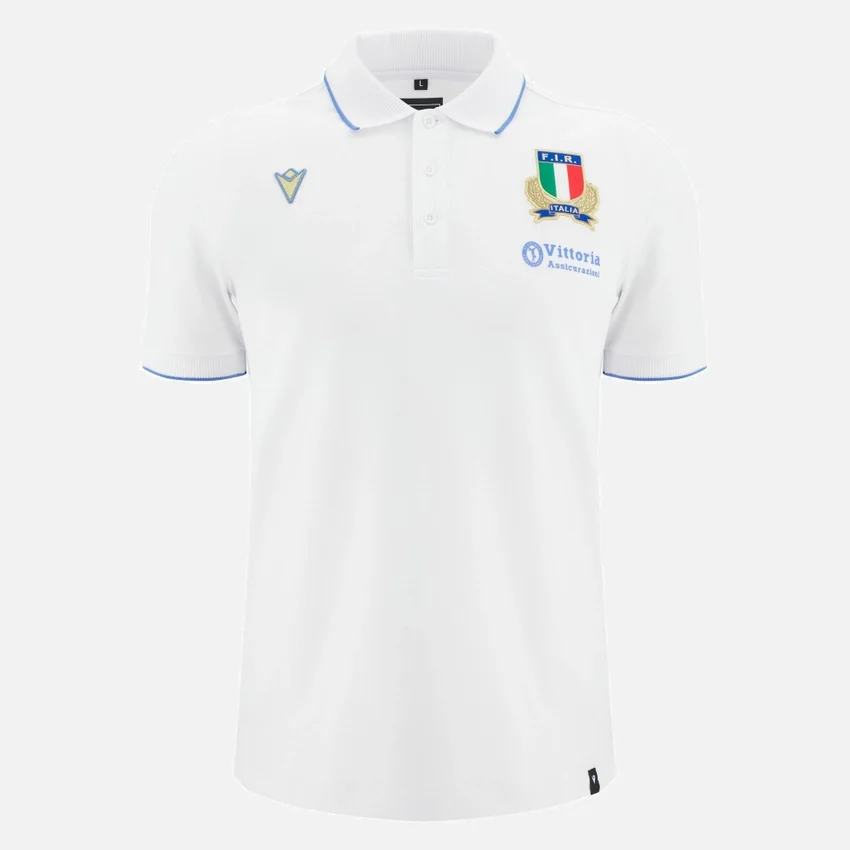 Polos de algodão para adultos Italia Rugby 2025/26 Athleisure Polos de algodão para adultos Italia Rugby 2025/26 Athleisure