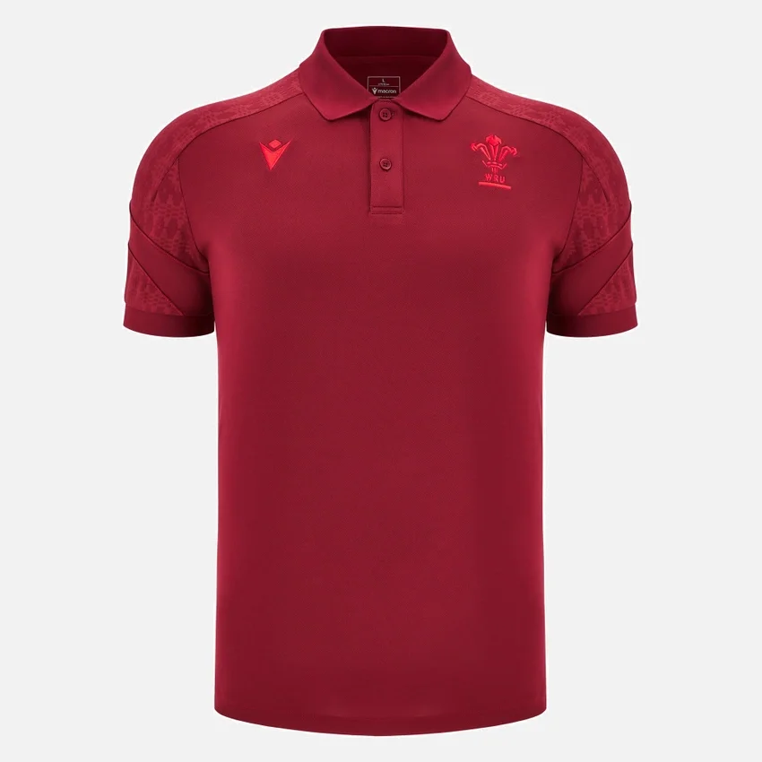 Polos de viagem Welsh Rugby 2025/26 Vermelho Escuro Polos de viagem Welsh Rugby 2025/26 Vermelho Escuro