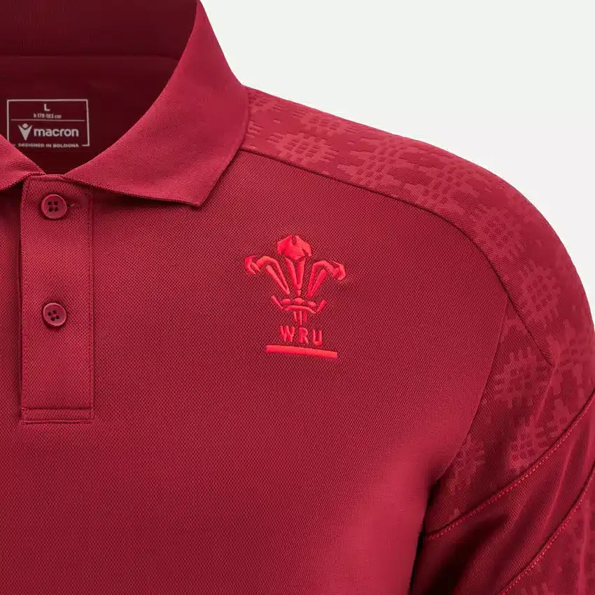 Polos de viagem Welsh Rugby 2025/26 Vermelho Escuro Polos de viagem Welsh Rugby 2025/26 Vermelho Escuro