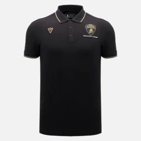 Polos pretos para homens da Automobili Lamborghini Squadra Corse
