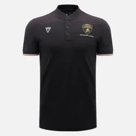 Polos pretos para homens da Automobili Lamborghini Squadra Corse