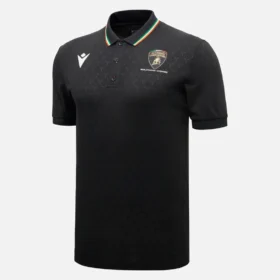 Polos pretos para homens da Automobili Lamborghini Squadra Corse