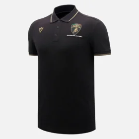 Polos pretos para homens da Automobili Lamborghini Squadra Corse