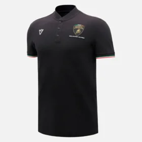 Polos pretos para homens da Automobili Lamborghini Squadra Corse