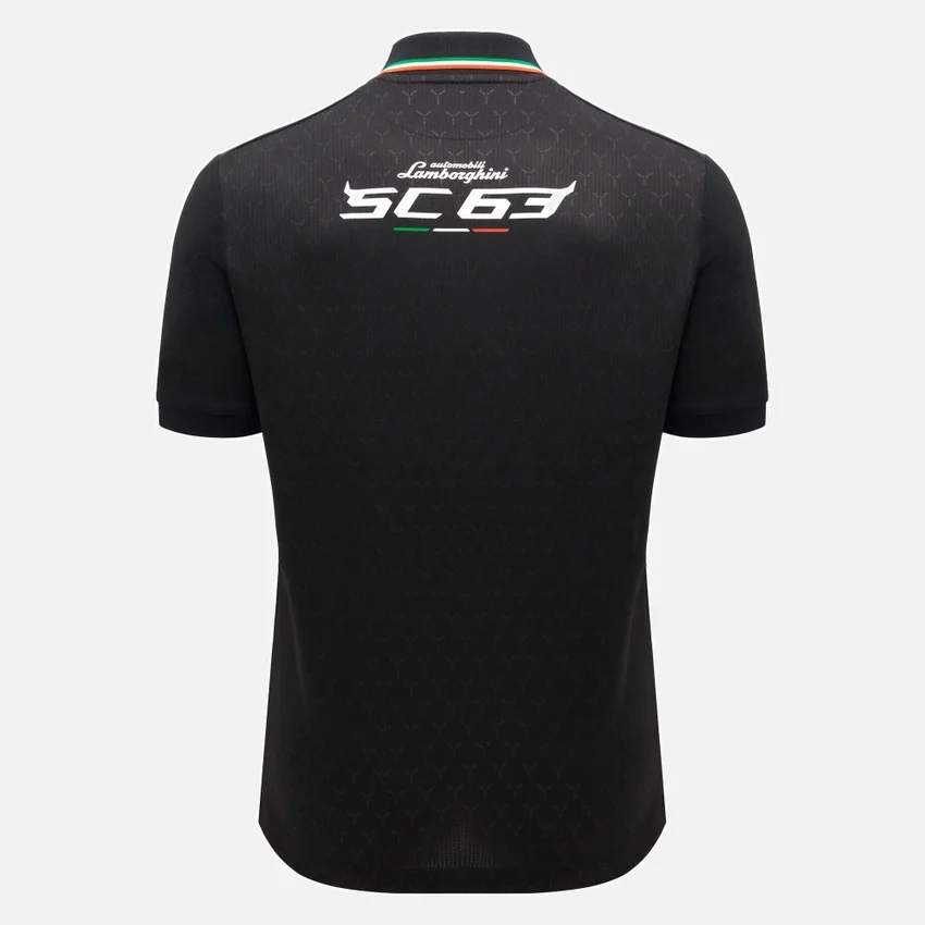 Polos pretos para homens da Automobili Lamborghini Squadra Corse Polos pretos para homens da Automobili Lamborghini Squadra Corse