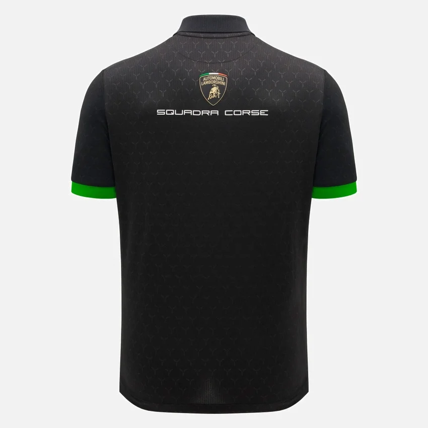 Polos pretos para homens da Automobili Lamborghini Squadra Corse Polos pretos para homens da Automobili Lamborghini Squadra Corse