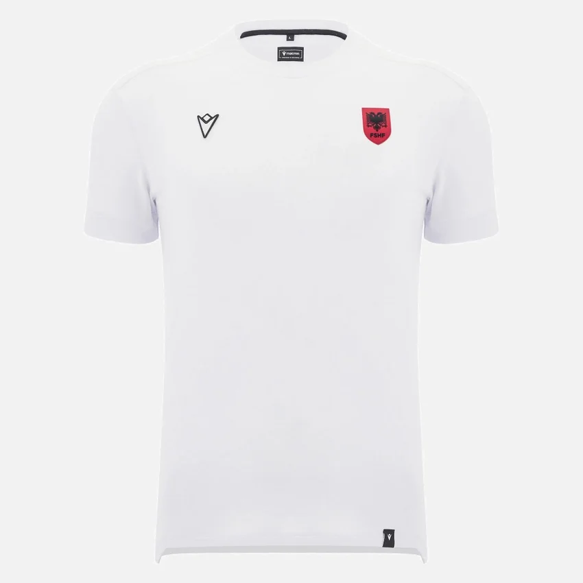 T-shirt Athleisure branca da Seleção Nacional da Albânia FSHF 2026/27 para homem T-shirt Athleisure branca da Seleção Nacional da Albânia FSHF 2026/27 para homem
