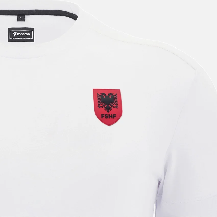 T-shirt Athleisure branca da Seleção Nacional da Albânia FSHF 2026/27 para homem T-shirt Athleisure branca da Seleção Nacional da Albânia FSHF 2026/27 para homem