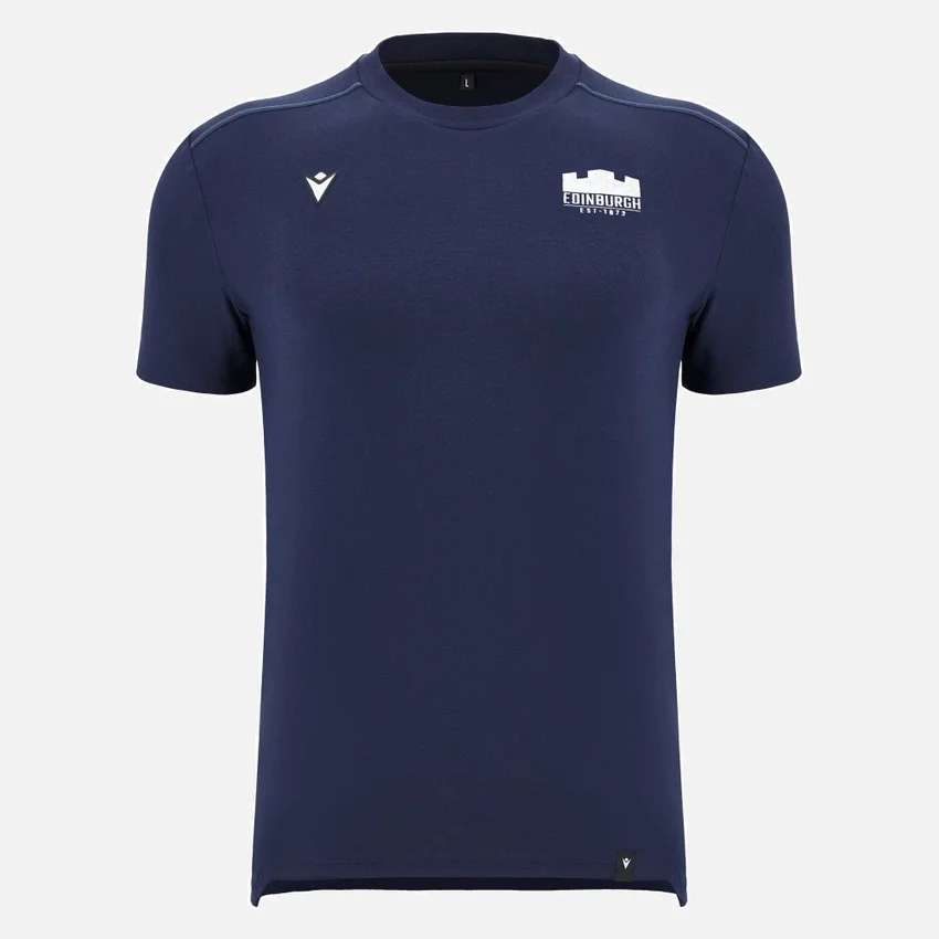 T-shirt de algodão azul-marinho Edinburgh Rugby 2025/26 T-shirt de algodão azul-marinho Edinburgh Rugby 2025/26