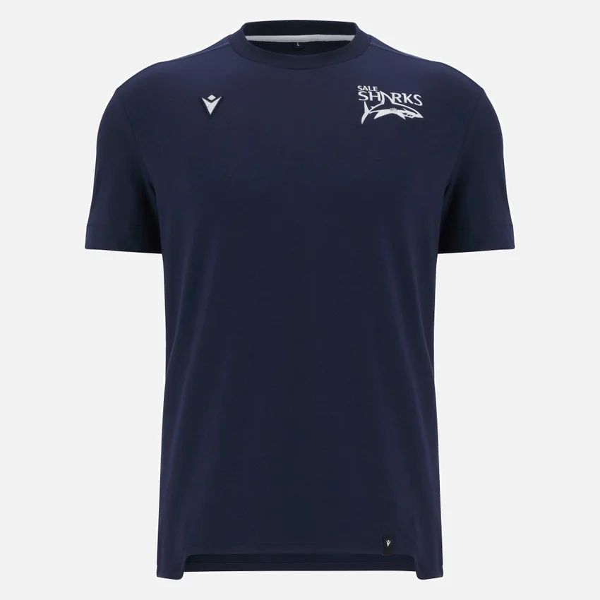 T-shirt de algodão azul-marinho Sale Sharks 2025/26 T-shirt de algodão azul-marinho Sale Sharks 2025/26