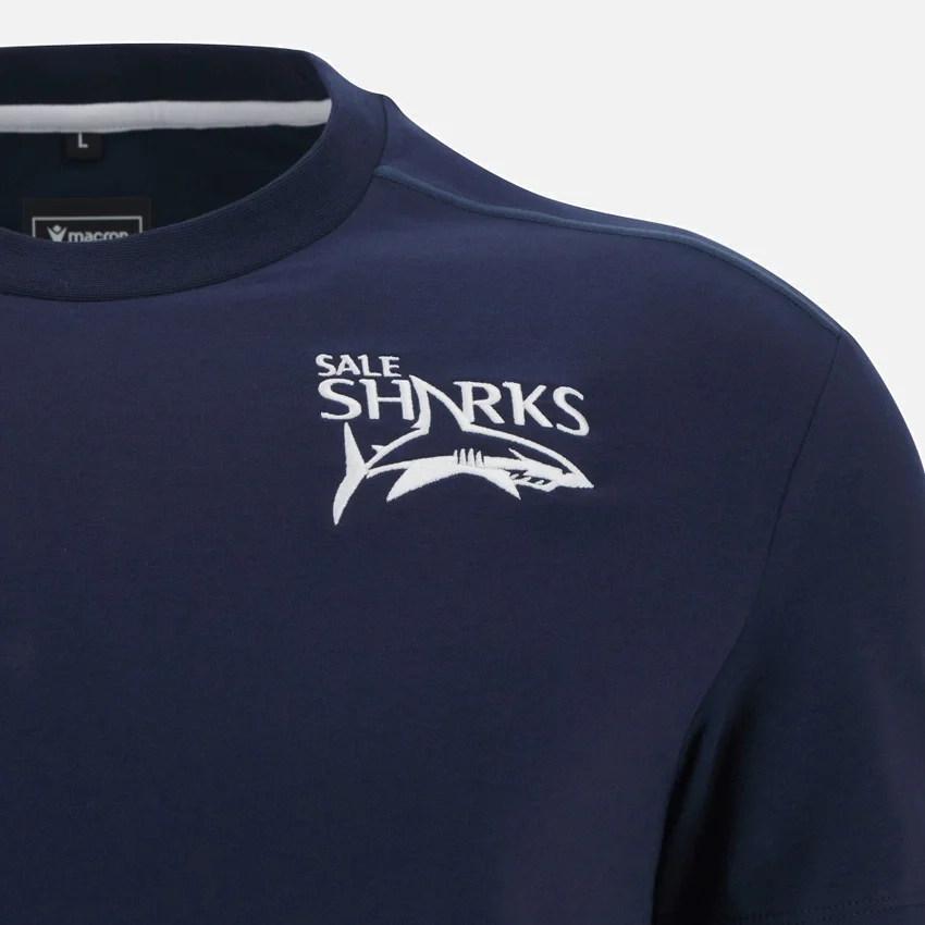 T-shirt de algodão azul-marinho Sale Sharks 2025/26 T-shirt de algodão azul-marinho Sale Sharks 2025/26