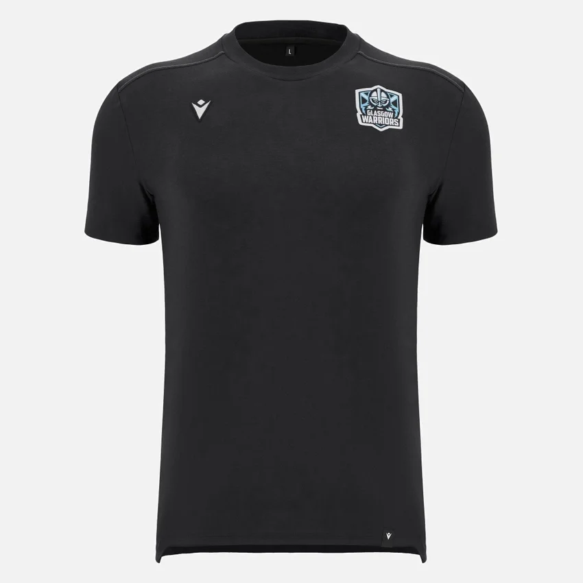 T-shirt de algodão preta Glasgow Warriors 2025/26 T-shirt de algodão preta Glasgow Warriors 2025/26