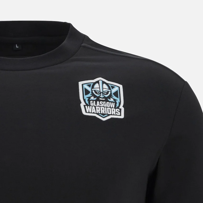 T-shirt de algodão preta Glasgow Warriors 2025/26 T-shirt de algodão preta Glasgow Warriors 2025/26