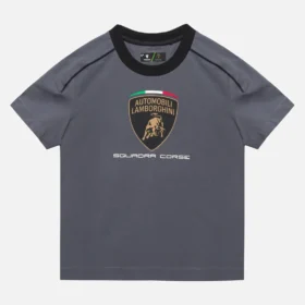 T-shirt desportiva cinzenta para criança da Automobili Lamborghini Squadra Corse
