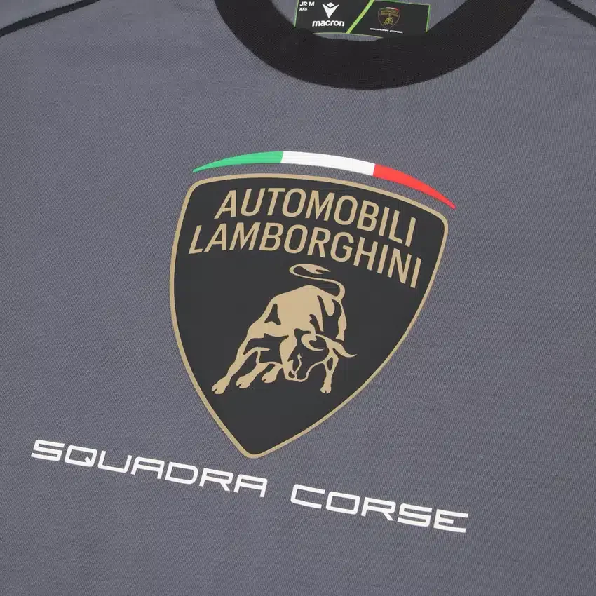 T-shirt desportiva cinzenta para criança da Automobili Lamborghini Squadra Corse T-shirt desportiva cinzenta para criança da Automobili Lamborghini Squadra Corse